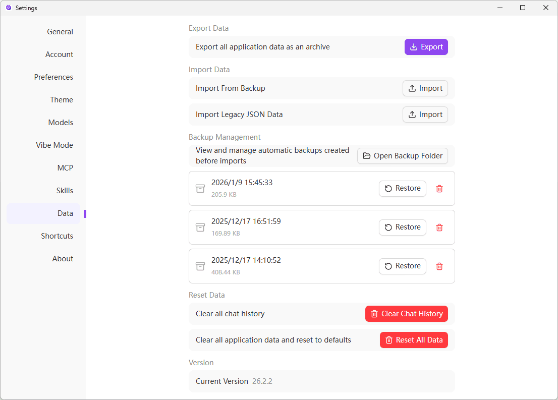 Data Settings Overview