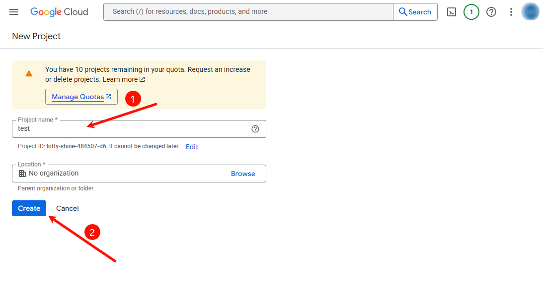 Create Google Cloud Project