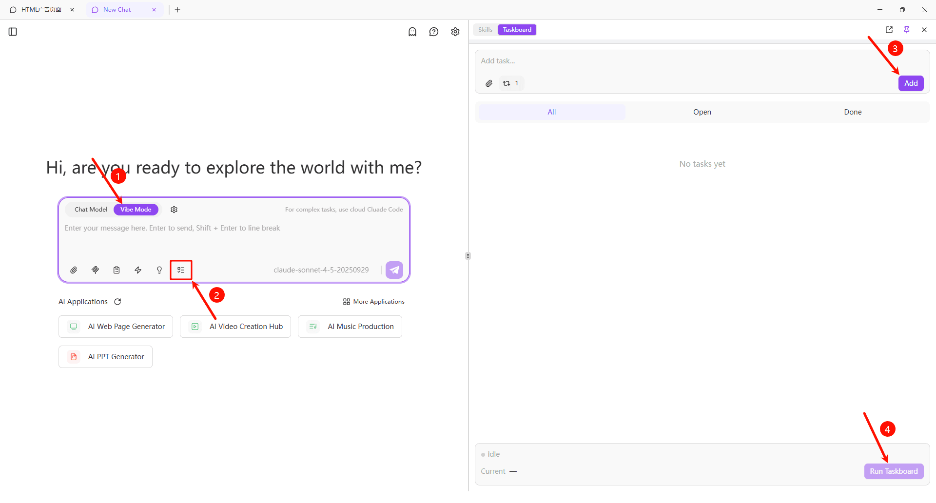 Task Panel Interface